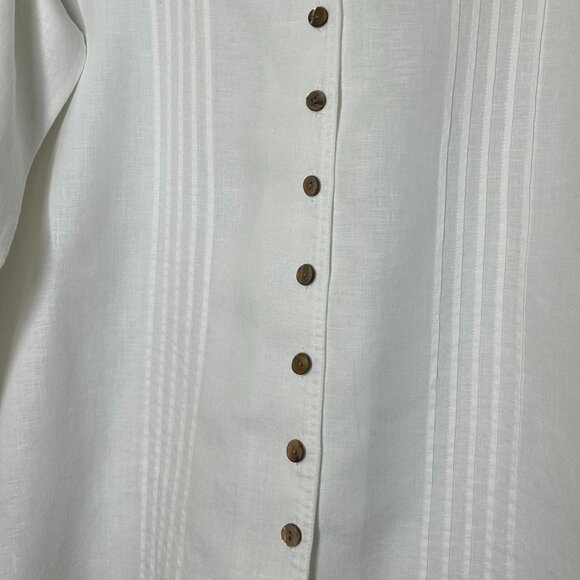 J. Jill 100% Linen Long Sleeves Button Up Pintuck Lace Tunic Medium Women's - Picture 6 of 10